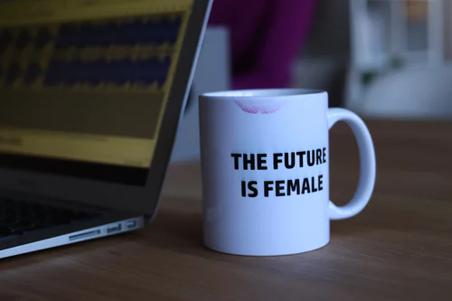 mug that states the future is female