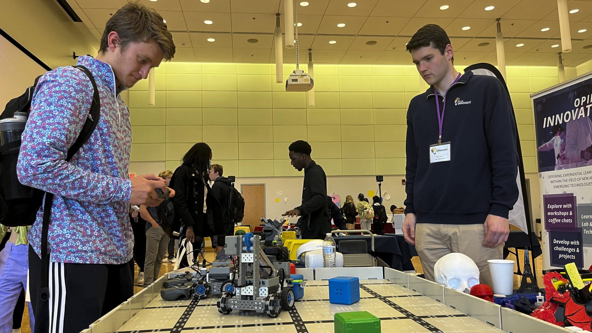 Student looking at display